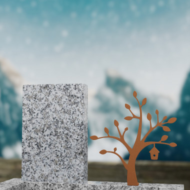 Stèle funéraire Arbre Sofiga avec nichoir en acier Rouille – monument design Artombal