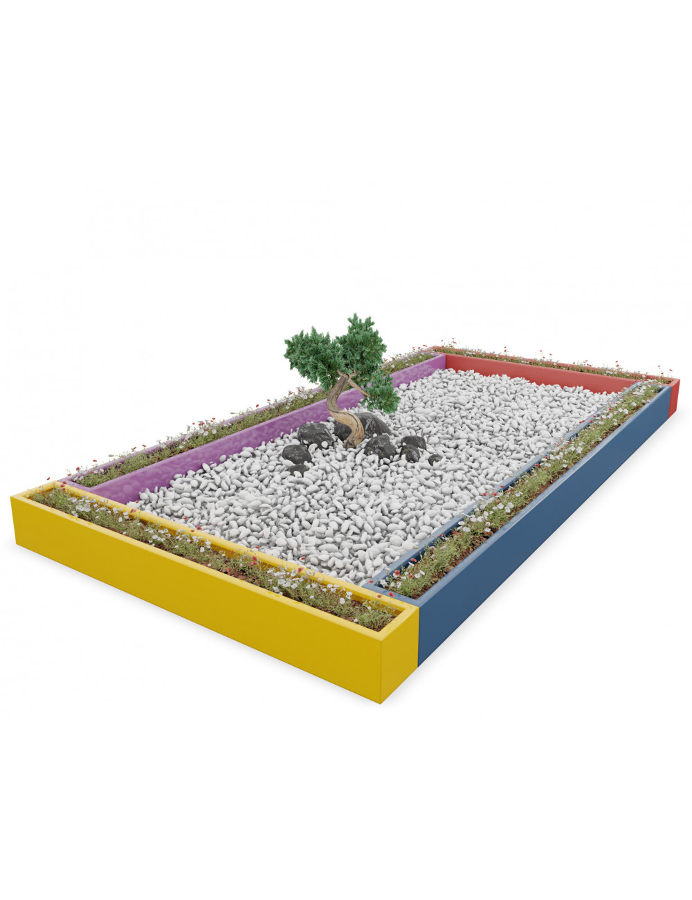 Soubassement Kit Inox Multicolor avec 4 jardinières